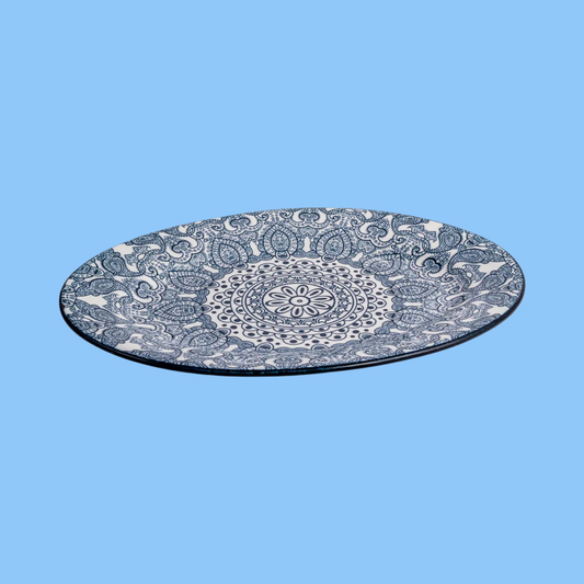 Heena's Haven Arabesque Blue Oval Plate