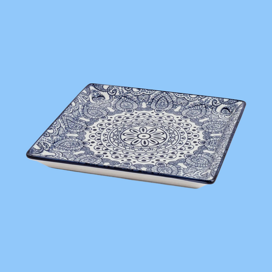 Heena's Haven Arabesque Blue Square Plate