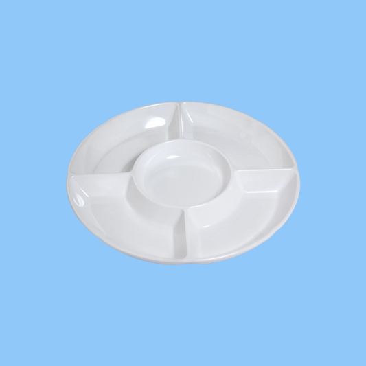 Heena's Haven Melamine Mezze Round 5 Compartment Plate 25 cm