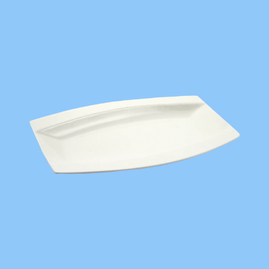 Heena's Haven Ivory Porcelain Rectangular Soup Plate Meena Design