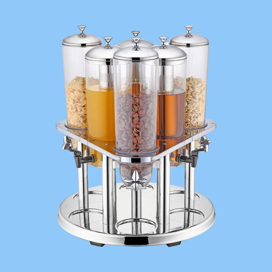 Heena's Haven Revolving Juice & Cereal Dispenser 3 Juice Dispenser & 3 Cereal Dispenser