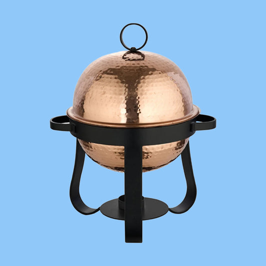 Heena's Haven Round Copper & Steel Chafing Dish