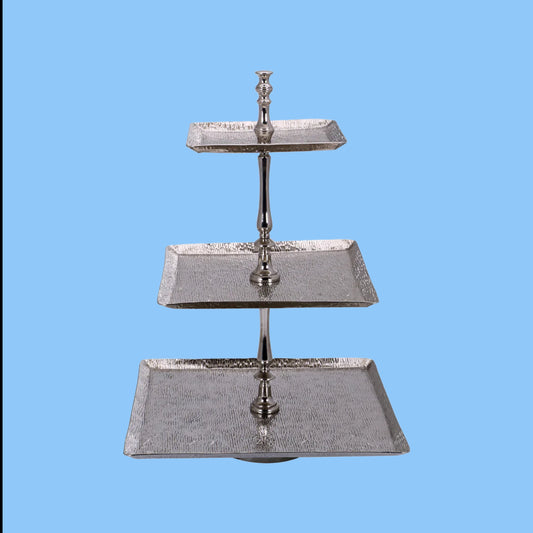 Heena's Haven Square 3 Tier Aluminum Serving Stand 40 cm