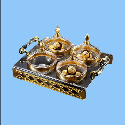 Heena's Haven Four Piece Acrylic Canister with Laser Tray