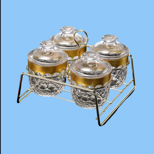 Heena's Haven Four Piece Acrylic Jars With Stand