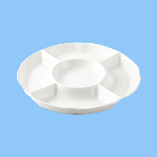 Heena's Haven Ivory Porcelain Mezza 5 Compartment Divider Plate