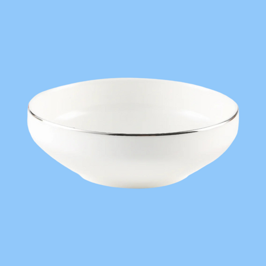 Heena's Haven Bone China Ivory Bowl 5.5" with Sliver Rim