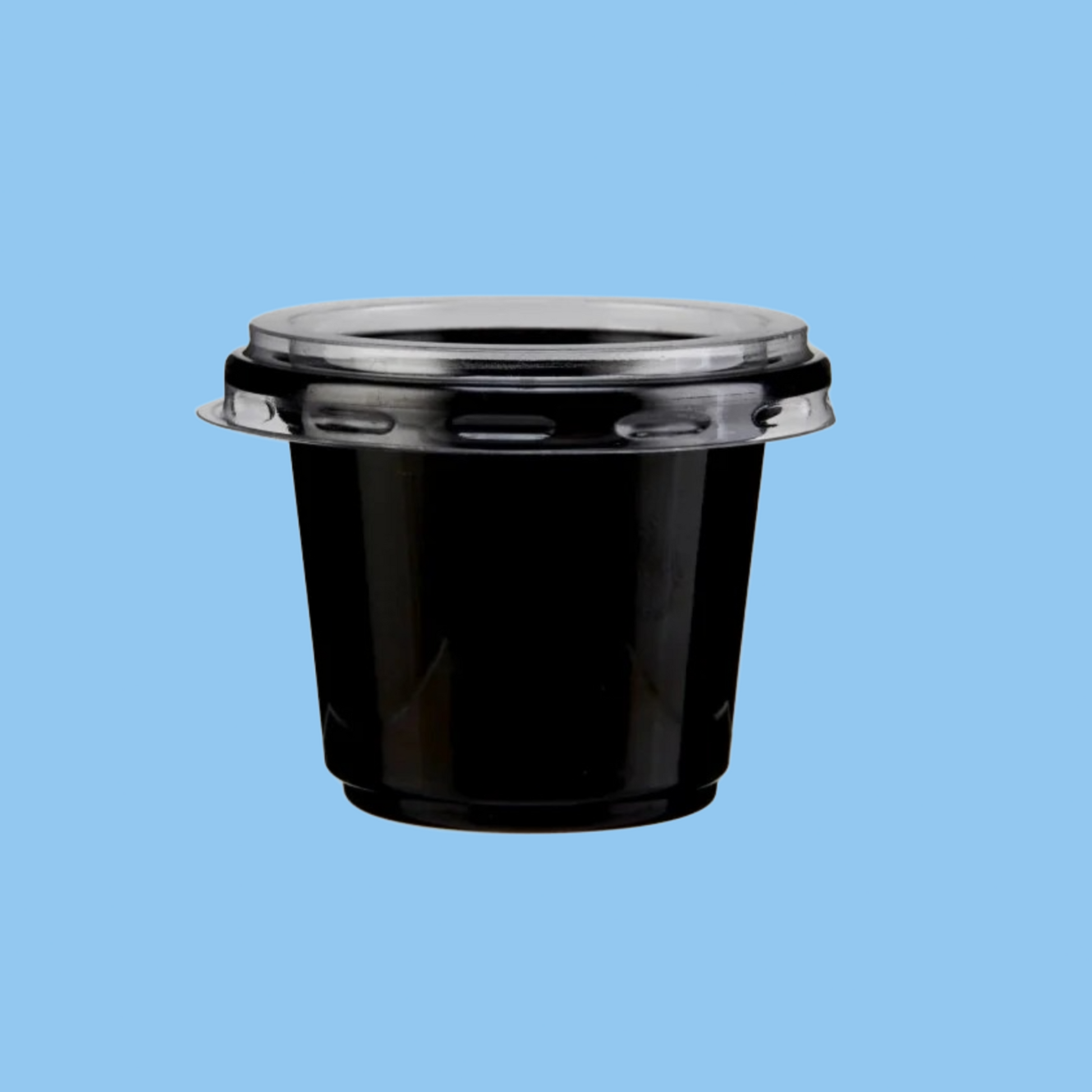 Heena's Haven PET Black Base Portion Cup with Lid - Heena's Haven