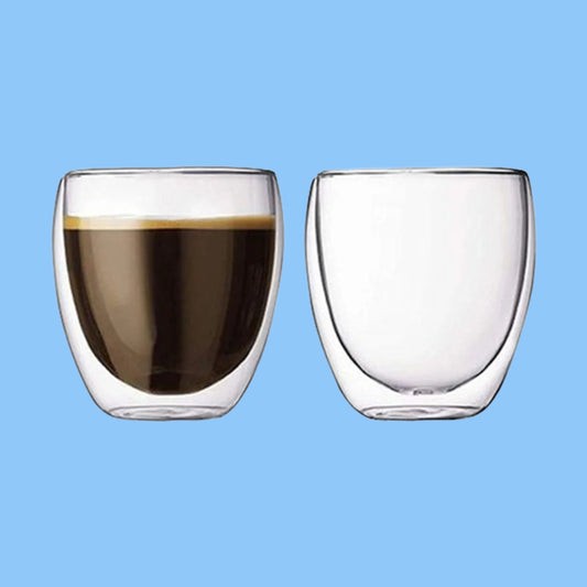 Heena's Haven Borosilicate Double Wall Glass Tumbler 250 ml 2 Piece Set