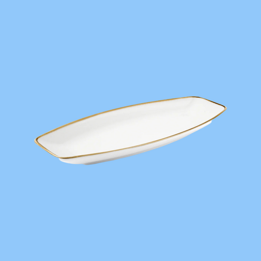 Heena's Haven Ivory Mocha 12 Inch Boat Shape Plate