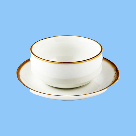 Heena's Haven Mocha Porcelain Soup Cup & Saucer 220 ml