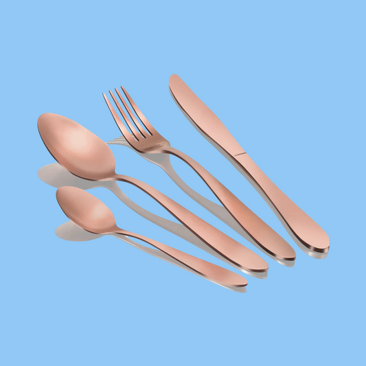 Heena's Haven 24 Pieces Satin Cutlery Set Rose Gold Collection
