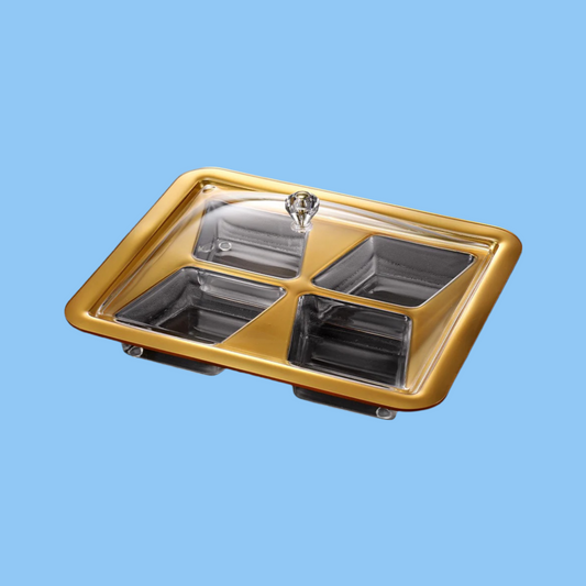 Heena's Haven Acrylic Square Serving Set with Dividers 34 cm