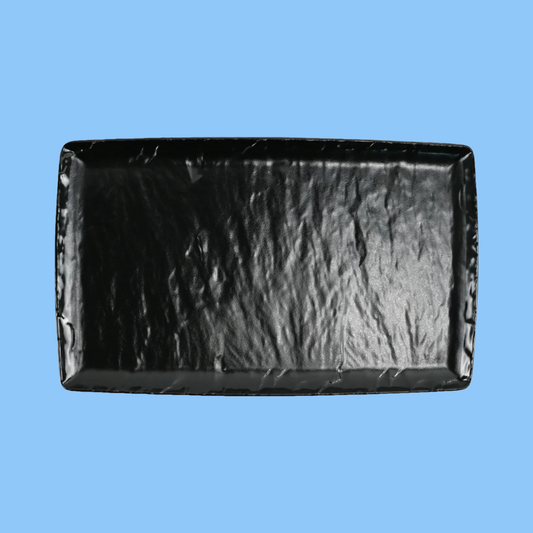 Heena's Haven Black Textured Melamine Rectangular Plate