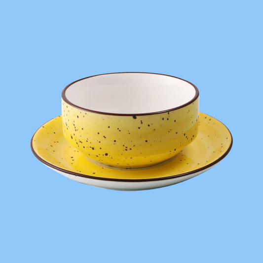 Heena's Haven Color Glaze Porcelain Soup Cup & Saucer 220 ml