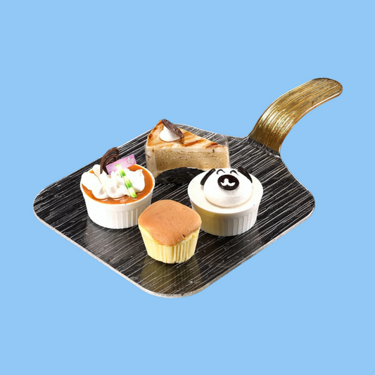 Heena's Haven Acrylic Show Plate with Handle Bark Design