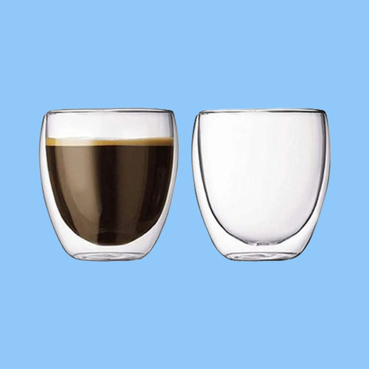 Heena's Haven Borosilicate Double Wall Glass Tumbler 100 ml 2 Piece Set