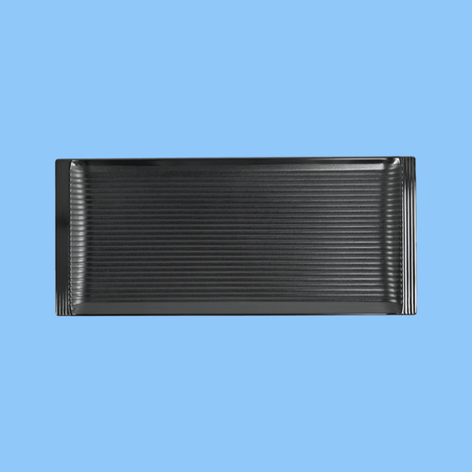 Heena's Haven Black Textured Melamine Rectangular Lined Platter