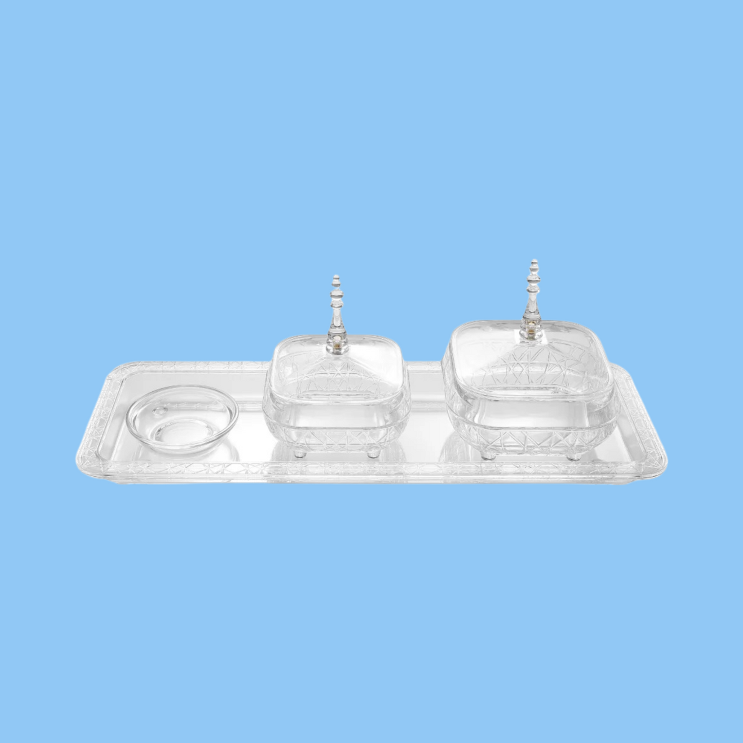 Heena's Haven Square Acrylic Tray 42.5 cm x 15 cm with Two Date Bowls Set