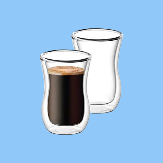 Heena's Haven Borosilicate Double Wall Glass Tumbler 100 ml 2 Piece Set