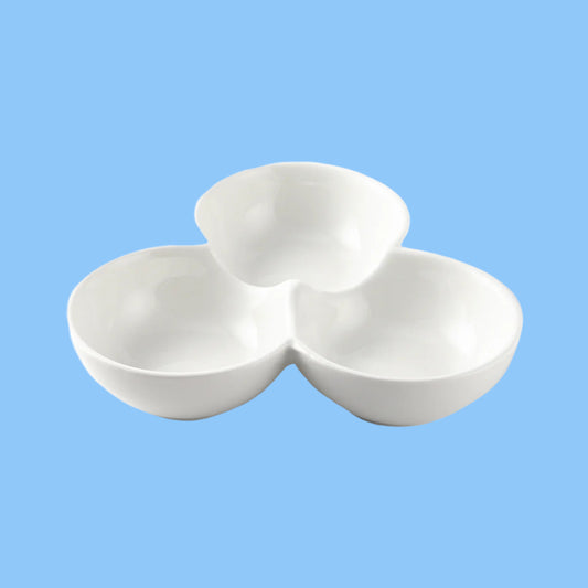 Heena's Haven Ivory Porcelain Divided Mezza Bowl 8