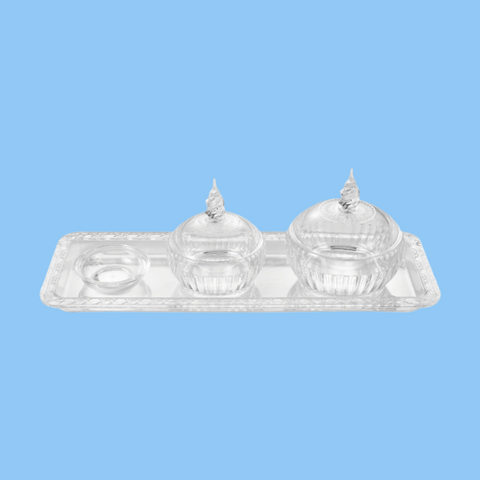 Heena's Haven Round Acrylic Tray 42.5 cm x 15 cm with Date Bowls Set