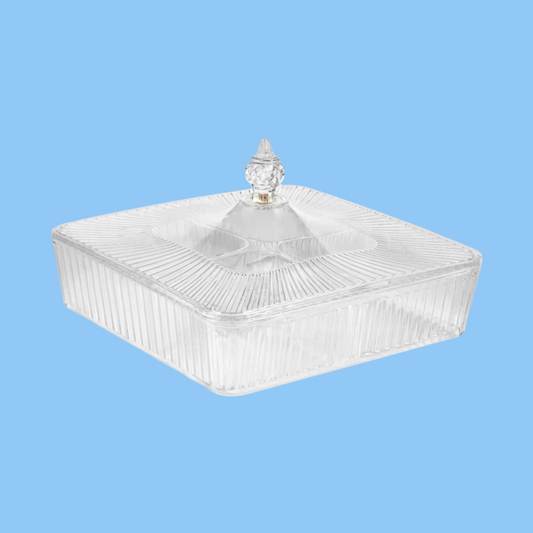 Heena's Haven Square Acrylic Candy Box 27.3 cm x 27.3 cm x 7cm with 4 Inner Bowls Set