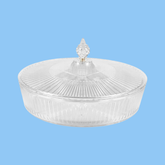 Heena's Haven Round Acrylic Candy Box 30.6 cm x 7 cm with 4 Inner Bowls Set