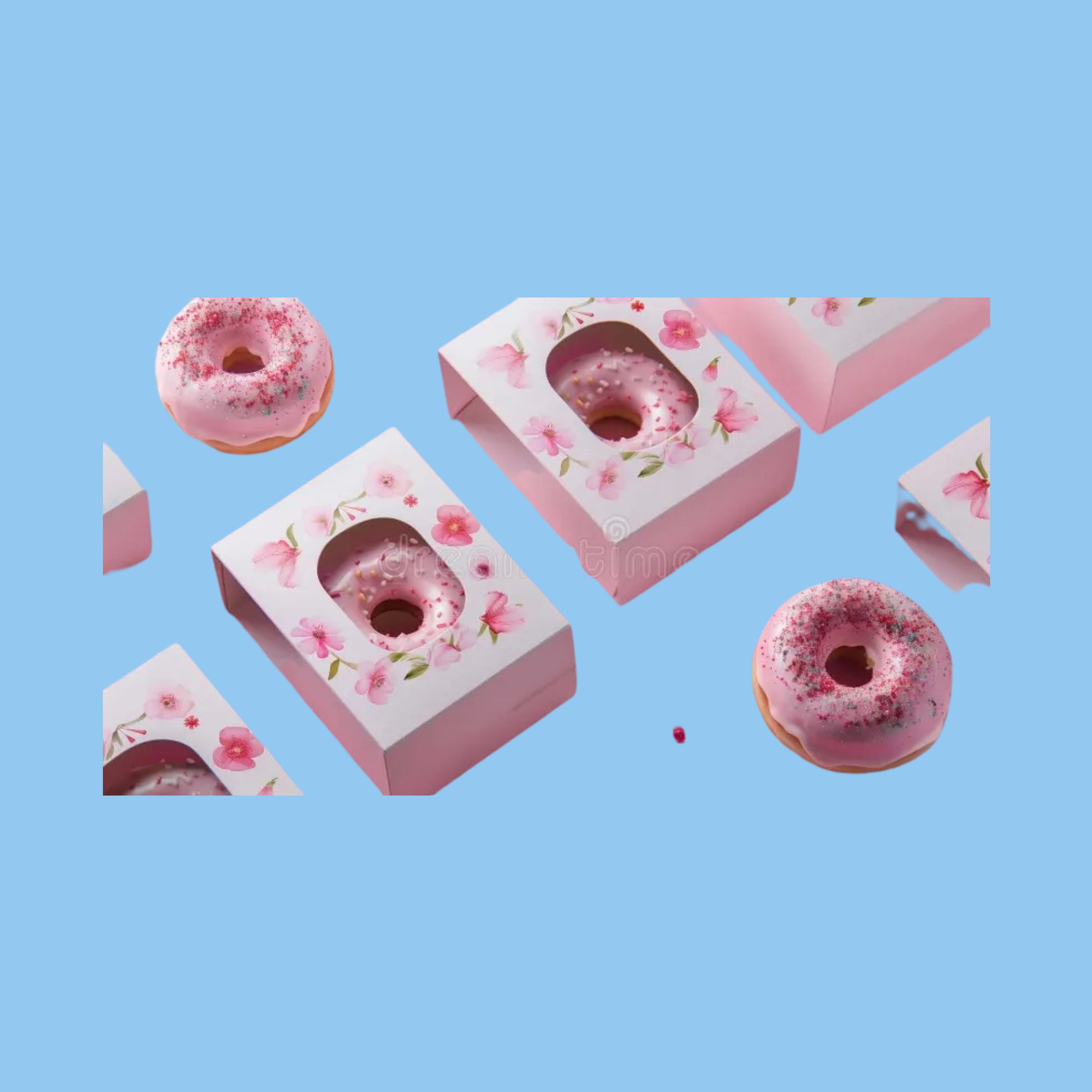Branded 12-count donut packaging for UAE bakeries