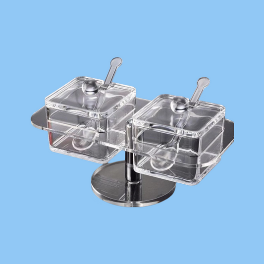 Heena's Haven Acrylic Square Sugar Set with Stand