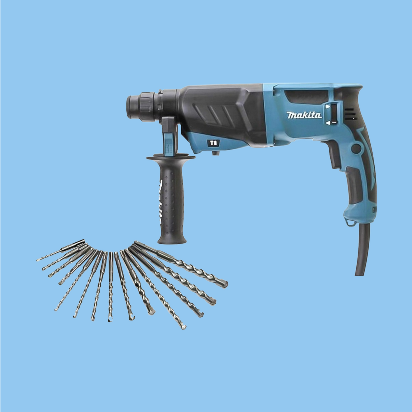 Makita Rotary Corded Hammer Drill, HR2630 Drill Bit Set