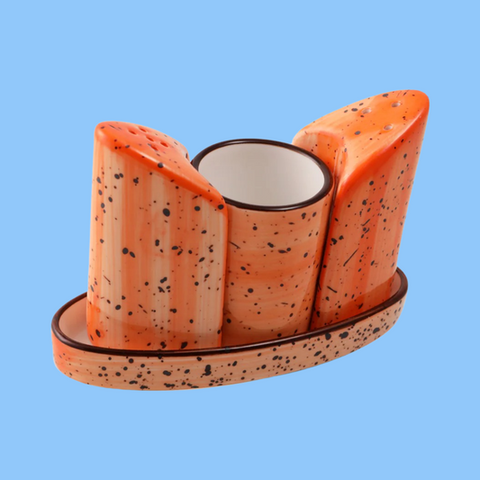 Heena's Haven Color Glaze Porcelain 4 Pcs Condiment Set