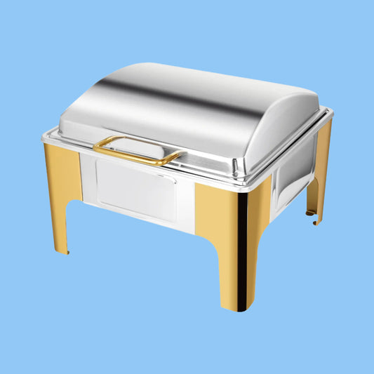 Heena's Haven Stainless Steel Semi Gold 5.5 Liters 2/3 Square Chafing Dish