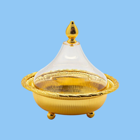 Heena's Haven Metal Dates Bowl with Acrylic Cover 15 cm