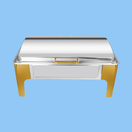 Heena's Haven Stainless Steel Semi Gold 6 Liters 1/1 Rectangular Chafing Dish