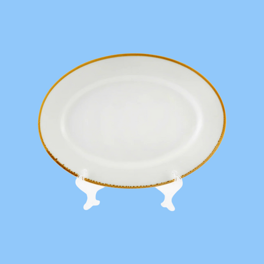 Heena's Haven Ivory Mocha Porcelain Oval Plate 10