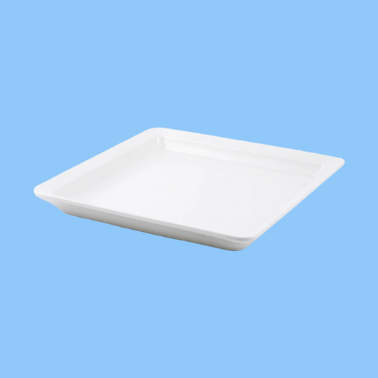 Heena's Haven Ivory Porcelain Square Plate Flat bottom