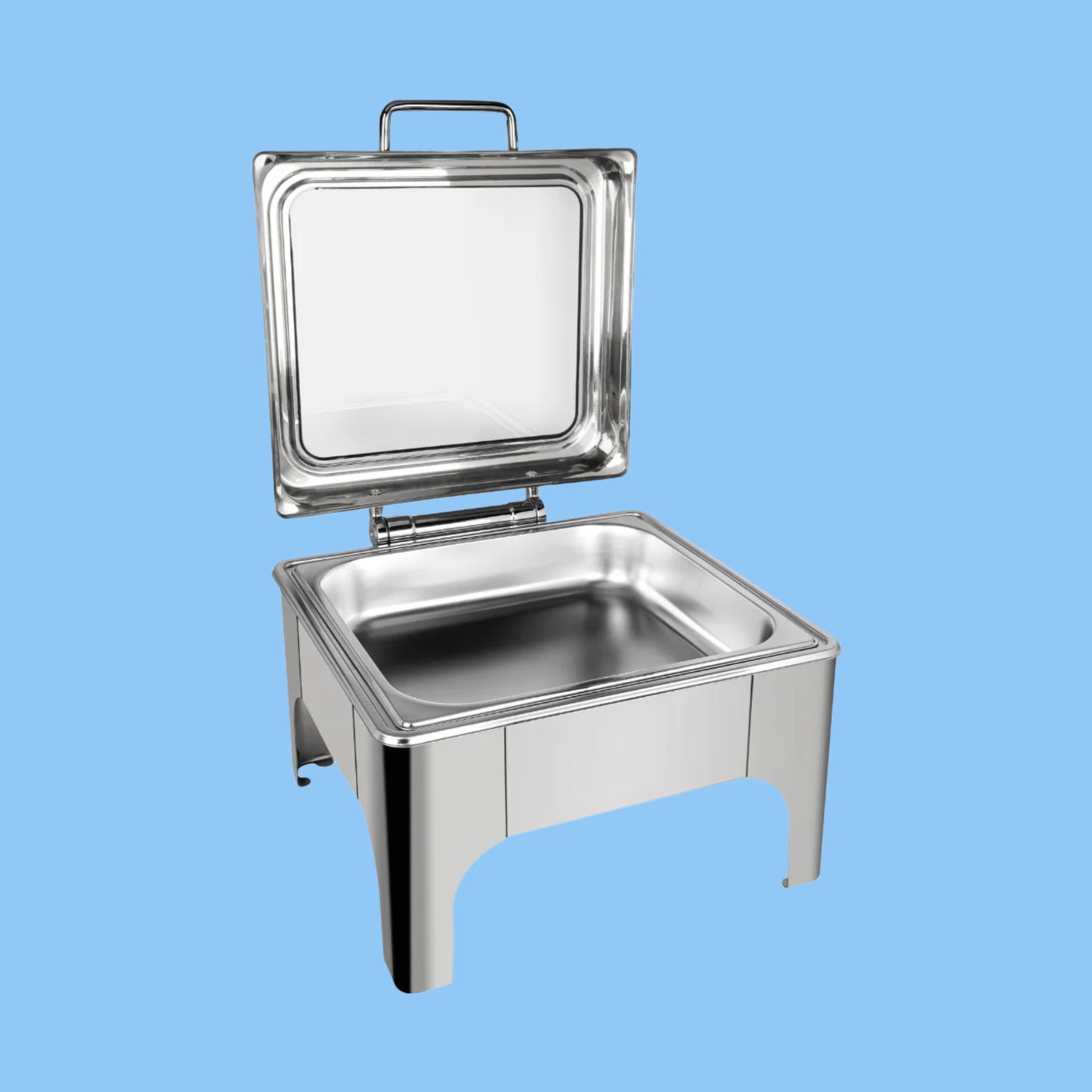 Heena's Haven Stainless Steel 6 Liters 2/3 Square Chafing Dish With Glass Lid