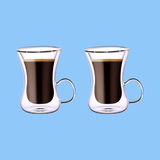 Heena's Haven Borosilicate Double Wall Glass Estikan 100 ml 2 Piece Set